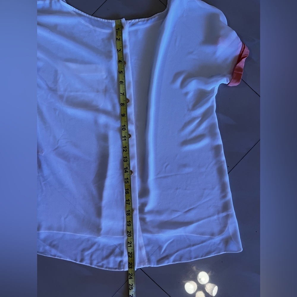 Maria Filo White Short Sleeve Top Size M full buttons‎ at the back - Picture 12 of 16